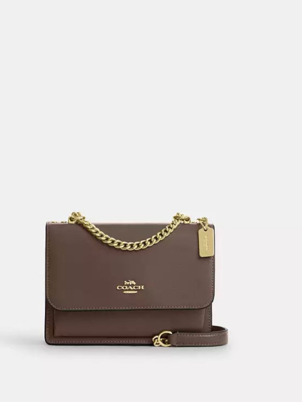 COACH mini klare crossbody bag calf leather/gold/dark stone. item # cBI23.